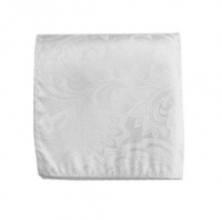 100% Silk Woven White Paisley Pocket Square