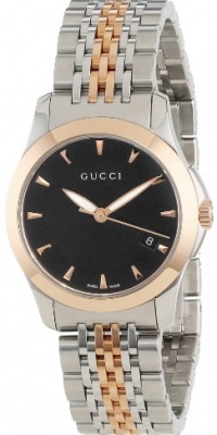 Gucci Women's YA126512 Gucci timeless Steel and Pink PVD Black Dial Watch