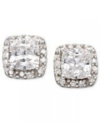 B. Brilliant Sterling Silver Earrings, Cubic Zirconia Pave Button Stud Earrings (1-3/4 ct. t.w.)