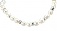 CleverEve Designer Series White Pearl Necklace w/ Sterling Silver Spacers 15