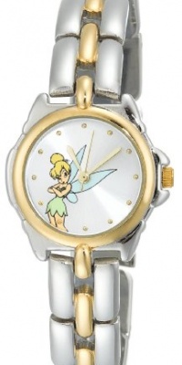 Disney Women's TK2020 Tinkerbell Silver Sunray Dial Two-Tone Bracelet Watch