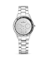 Skagen is known for sleek timepieces with a modern edge. This chrome dial style epitomizes the brand's aesthetic, with advanced quartz movement and a coolly minimalist face.