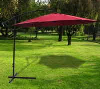 New Deluxe Burgundy 10' Offset Patio Umbrella Off Set Outdoor Market Umbrella