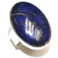 Modern & Sleek Design Lapis Lazuli Sterling Silver Ring Size - 9