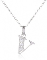 Sterling Silver Simulated Diamond Initial Pendant Necklace, 18