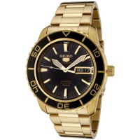 Seiko Men's SNZH60 Seiko 5 Automatic Black Dial Gold-Tone Stainless Steel Watch