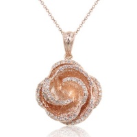 Effy Jewelry 14K Rose Gold Diamond Flower Pendant Necklace (0.31 TCW)