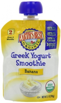 Earth's Best Organic Banana Greek Yogurt Smoothie, 3.1 Ounce Pouches (Pack of 12)