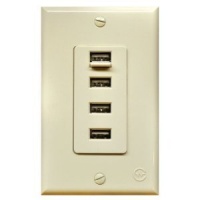 CurrentWerks U4111-LA USB Outlet Quattro In-Wall Four USB Charger, Light Almond