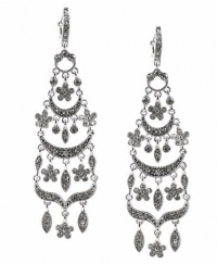 Charter Club Earrings, Silver-Tone Layered with Rhinestones Chandelier Earrings