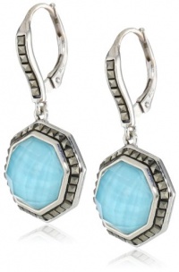 Judith Jack Mini Octagons Sterling Silver, Turquoise and Marcasite Drop Earrings