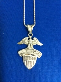 US Air Force .925 Sterling Silver Necklace - United States Military Jewelry Pendant - USAF Charm On Chain (22 Chain with Charm, .925 Sterling Silver)