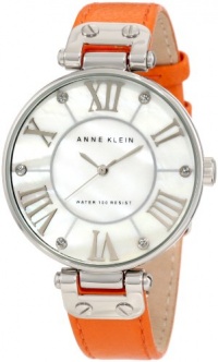 Anne Klein Women's 10/9919MPOR Leather Silver-Tone Orange Leather Strap Watch