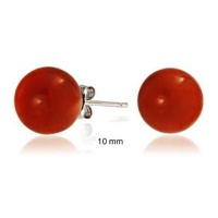 Bling Jewelry 925 Sterling Silver Bead Round Carnelian Gemstone Ball Studs 10mm