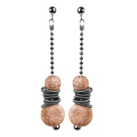 Studio 925 Bingle Bangle Italian Sterling Silver with Rose Gold Vermeil, Diamond cut Beads and Grey Spring Earrings