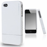 Casecrown CC-IP4-UV2-WHT Metallic Slash Glider Apple iPhone 4 and 4S Case - 1 Pack - Retail Packaging - White