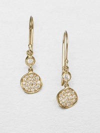 From the Stardust Collection. The dazzle of diamonds in a simple yet striking free-form drop of 18k gold.Diamonds, .29 tcw18k yellow goldLength, about 1Ear wireImported