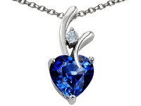 Original Star K(tm) Heart Shape 8mm Created Sapphire Pendant in .925 Sterling Silver