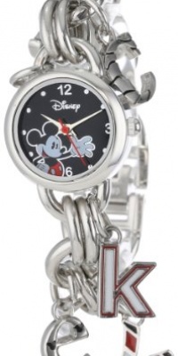 Disney Women's MK2067 Mickey Mouse Black Dial Charm Watch