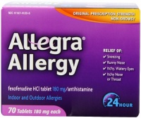 Allegra Adult 24 Hour Allergy Tablets, 180Mg, 70 Count