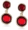 Anne Klein Beacon Gold-Tone and Ruby Red Drop Clip-On Earrings