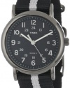 Timex Unisex T2N889 Weekender Slip-Thru Black and Gray Stripe Nylon Strap Watch