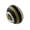 Black and Beige Murano Glass Bead for Pandora Troll Chamilia Biagi European Charm Bracelets