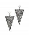 House of Harlow 1960 Jewelry Engraved Triangle Drop Earrings - Silver