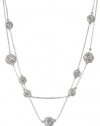 Anne Klein All that Glitters Silver-Tone and Crystal 2 Row Fireball Illusion Necklace, 19.75