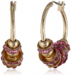 Anne Klein Bright Idea Gold-Tone and Red Multi-Hoop Earrings