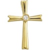 CleverEve Designer Series 14K Yellow Gold 1.30 grams Cross Pendant 21 x 14mm w/ Diamond