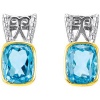 CleverEve Luxury Series One Pair of 14K Yellow Gold & Sterling Silver Earrings w/ Genuine Swiss Blue Topaz 9.00 x 7.00mm