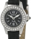 Invicta Women's 13653 Angel Black Dial Crystal Accented Black Leather Watch