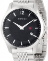 Gucci Men's YA126309 G-Timeless Slim Case Black Dial Signature Gucci Green Red Green Web Design Watch