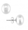 Stainless Steel Freshwater White Pearl Earrings With Hypoallergenic Backs (7.5-8 mm)