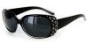 Oceana Polarized Sunglasses with Crystals for Women (Black/Clear w/ Smoke)