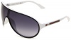 Gucci Women's 3514/S Shield Sunglasses,Black & White Frame/Grey Gradient Lens,One Size