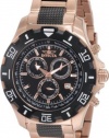 Invicta Men's 1221 Invicta II Chronograph Black Dial 18k Rose Gold-Ion Plated Stainless Steel Watch