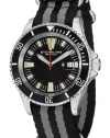 Stuhrling Original Men's 907.331ON1 Aquadiver Regatta Bravura Swiss Quartz Date Black and Grey Canvas Strap Watch