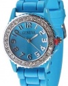 Geneva Platinum CZ Accented Silicon Blue Watch, Large Face