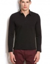 Armani Exchange Mens Long Sleeve Sueded Pieced Pol