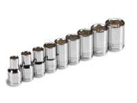 TEKTON 1202 1/4 in. Drive Socket Set, 4-12mm, Metric, Cr-V, 9-Sockets