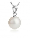 925 Sterling Silver 12 Mm Large Size Pearl Slider Pendant. Includes Flexible Loop Fits All Chains