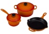 Le Creuset MS12051-02 Signature Cast Iron 5-Piece Cookware Set, Flame