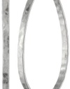 Lucky Brand Medium Silver-Tone Oblong Hoop Earrings