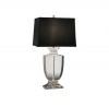 Robert Abbey 3324B Lamps with Rectangular Black Dupioni Silk Shades, Clear Lead Crystal/Silver Plate Accents Finish