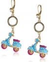 Betsey Johnson Color Me Betsey Light Blue Polka Dot Vespa Drop Earrings