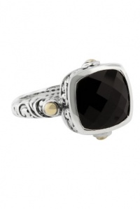 Effy Jewlery Balissima Sterling Silver & Gold Onyx Ring, 4.51 TCW Ring size 7