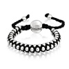 Bling Jewelry Silver Plated Beads Black Woven Adjustable Friendship Bracelet