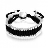 Bling Jewelry Silver Plated Linked Bars Black Adjustable Friendship Bracelet